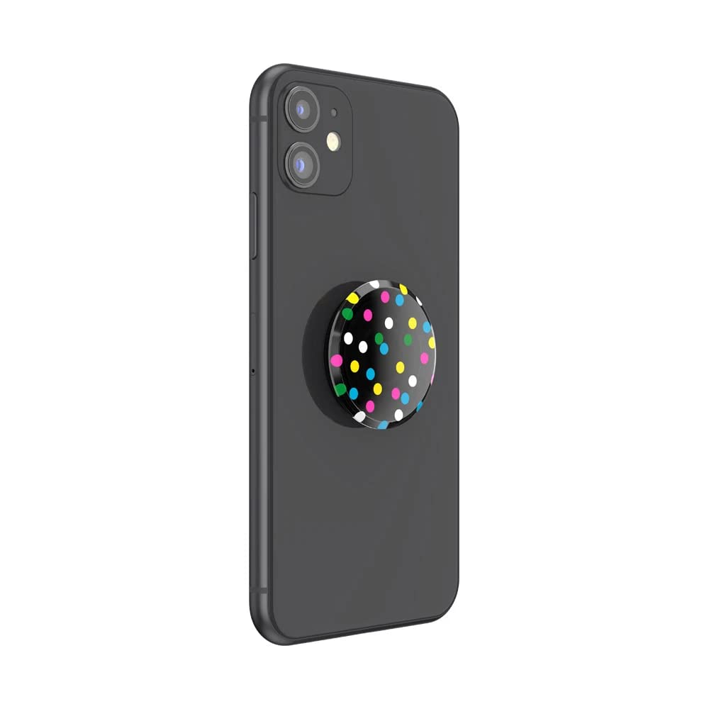 Empuñadura para Teléfono PopSockets Disco Negro con Soporte Expandible Translúcido