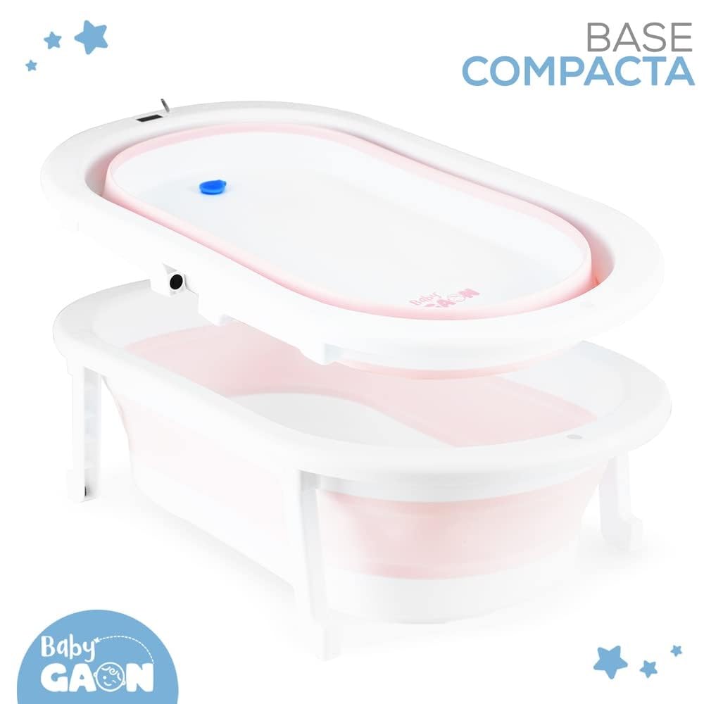 GAON Bañera Plegable para Niños, Tina con Sensor de Temperatura, Bañera Multifuncional con Orificio de Drenaje (Rosa)