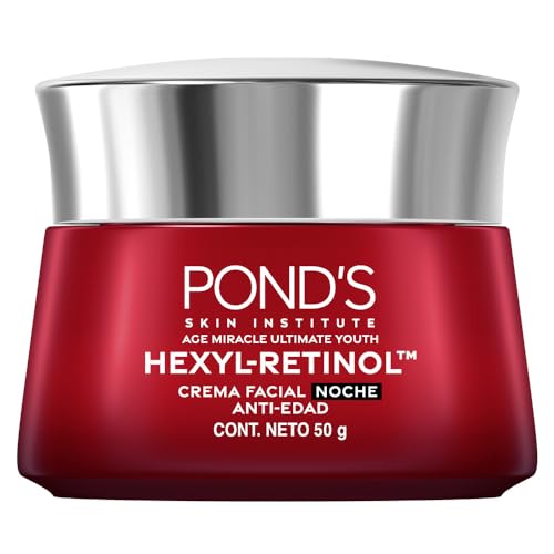 PONDS Crema Facial Antiedad Noche Age Miracle Ultimate Youth con Hexyl-Retinol para piel más firme, luminosa y joven, disminuye las líneas de expresión y las manchas 50 g