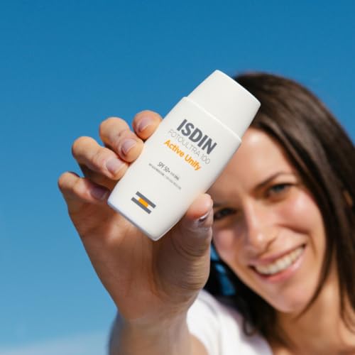 ISDIN FotoUltra 100 Active Unify SPF 50+, Protector Solar Facial, Aclara y unifica el tono de piel, 50 ml