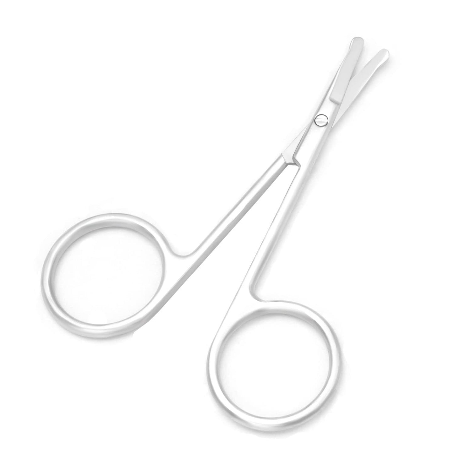 Motanar Tijeras recortadoras de pelo de nariz, tijeras de punta redonda de 3.4 pies para recortar orejas, cejas, barba, bigote, herramienta multiusos redonda de cuidado del cabello para hombres, mujeres y bebés (plata A)