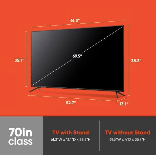 Televisión LED 70 Pulgadas onn 4K HDR Smart Roku con HDMI y USB Compatible con Alexa y Asistente Google