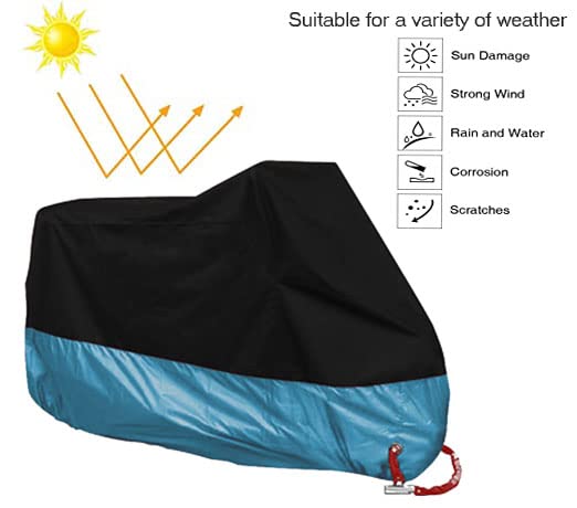 Cubierta Impermeable para Motocicletas, Funda para Moto Impermeable, 190T Tela Oxford Cubierta de Motocicleta, protección contra el Polvo, escombros, Lluvia y Clima, para Harley,Honda,Yamaha, Suzuki