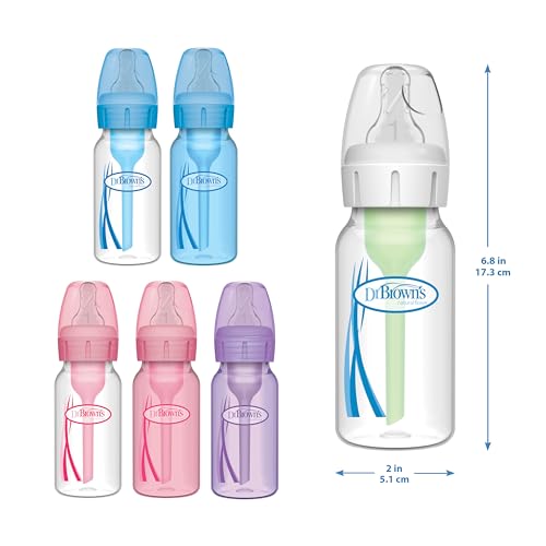 Dr. Brown's Options Slow Flow Bottle Set for Breastfed Baby, 4 Ounce, Pink