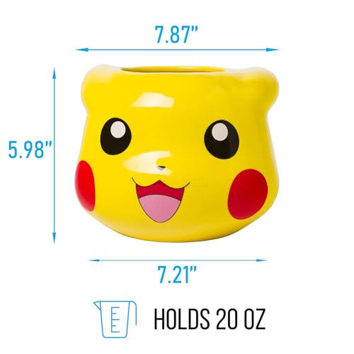 Taza Cerámica Esculpida 3D Silver Buffalo Pikachu Amarilla 20 Onzas