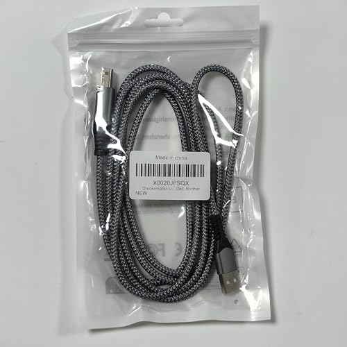 Cable Impresora USB(2M), USB 2.0 Tipo A a Tipo B cable, Cable USB a B de Nylon para Connectar Impresora HP/Canon/Epson/Brother/Dell/Lexmark/Xerox/Escáner Disco Duro