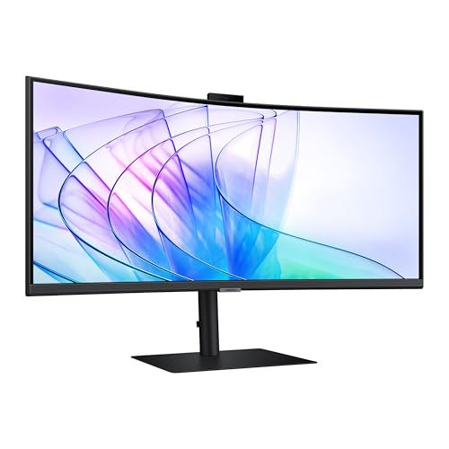 SAMSUNG Monitor de computadora curvado ViewFinity S65VC Series Ultra-WQHD de 34 pulgadas, 100Hz, AMD FreeSync, HDR10, USB-C, altavoz incorporado, cámara, interruptor KVM, cuidado de los ojos, embalaje
