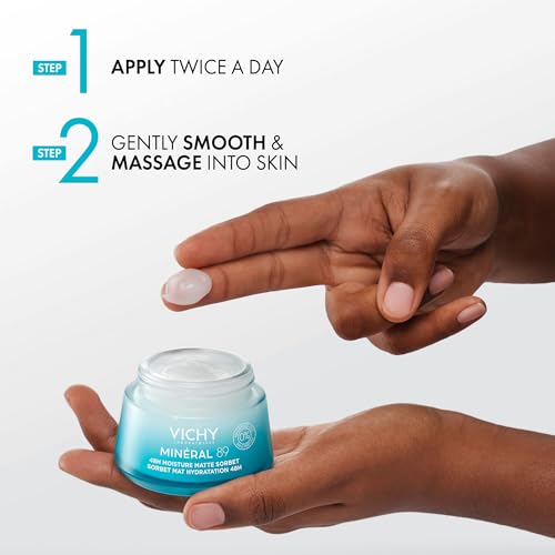 Vichy Minéral 89 Aqua Gel - Hidratante facial para piel grasa | Hidratante matificante | Ácido hialurónico + niacinamida + ácido salicílico | Control de brillo | Gel hidratante refrescante no
