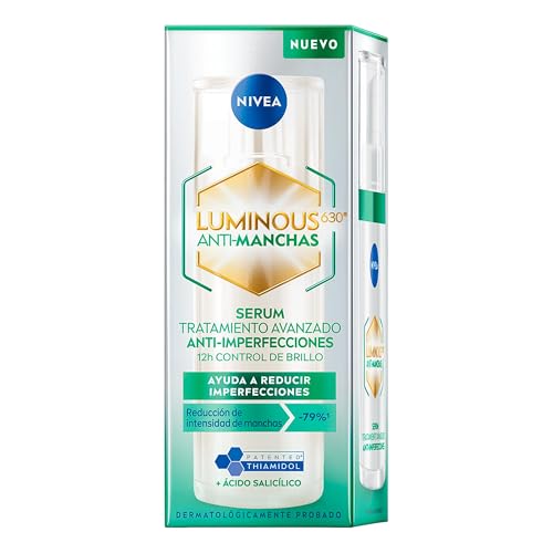 NIVEA LUMINOUS630 Anti-manchas Serum Facial Anti-imperfecciones (30 ml) - Con Ácido Hialurónico, Ácido Salicílico y Extracto de Té Verde, para una Piel Uniforme, Suave y matificada.