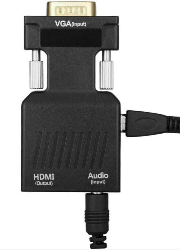 Adaptador Convertidor VGA a HDMI SGElectronix Negro con Audio 1080p para PC a Televisión o Monitor