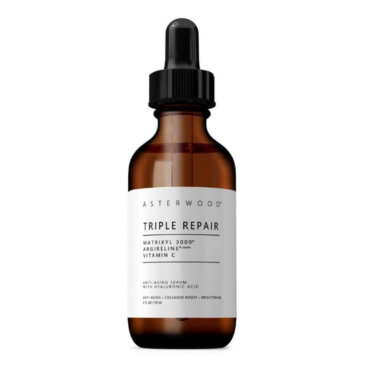 ARGIRELINE Peptide 1 oz Serum with Organic Hyaluronic Acid - Anti Wrinkle, Anti Aging - Genuine Lipotec Argireline - Skin Relaxer - ASTERWOOD NATURALS - Glass Bottle
