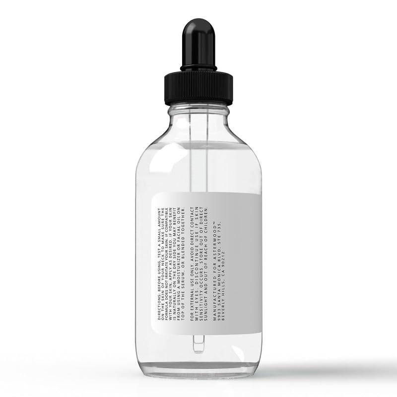 Hyaluronic Acid Serum 4 oz - 100% Pure Organic HA - Anti Aging Anti Wrinkle - Original Face Moisturizer for Dry Skin & Fine Lines - Leaves Skin Full & Plump ASTERWOOD NATURALS Dropper Bottle