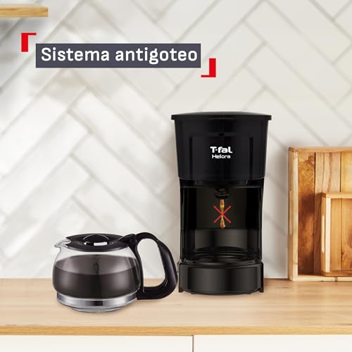 Cafetera de Filtro Permanente T-fal Negra con Sistema Antigoteo 12 Tazas