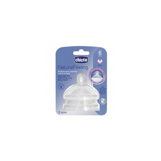 CHICCO, Set de Tetinas para Biberón de Flujo Rápido Natural Feeling, +6 meses