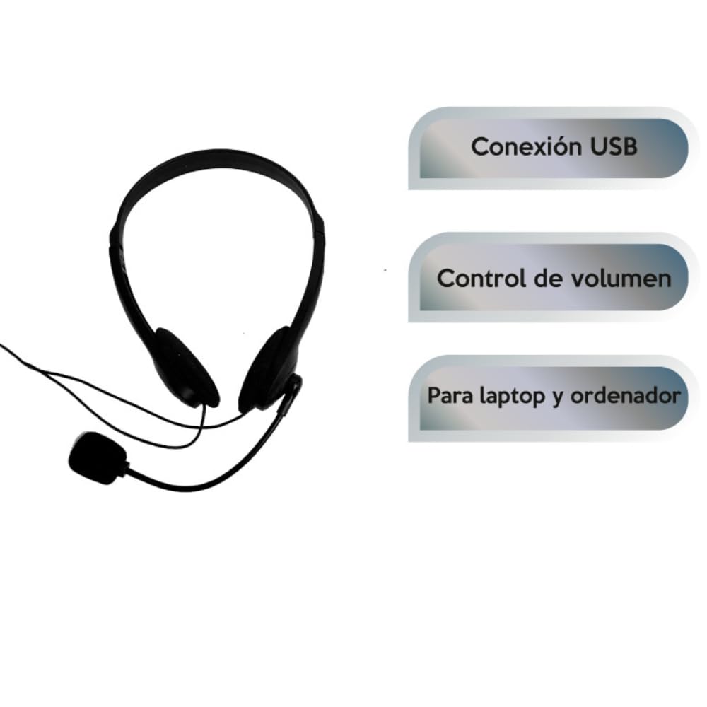 Audífonos de Diadema Master USB Negro Cómodos y Ajustables