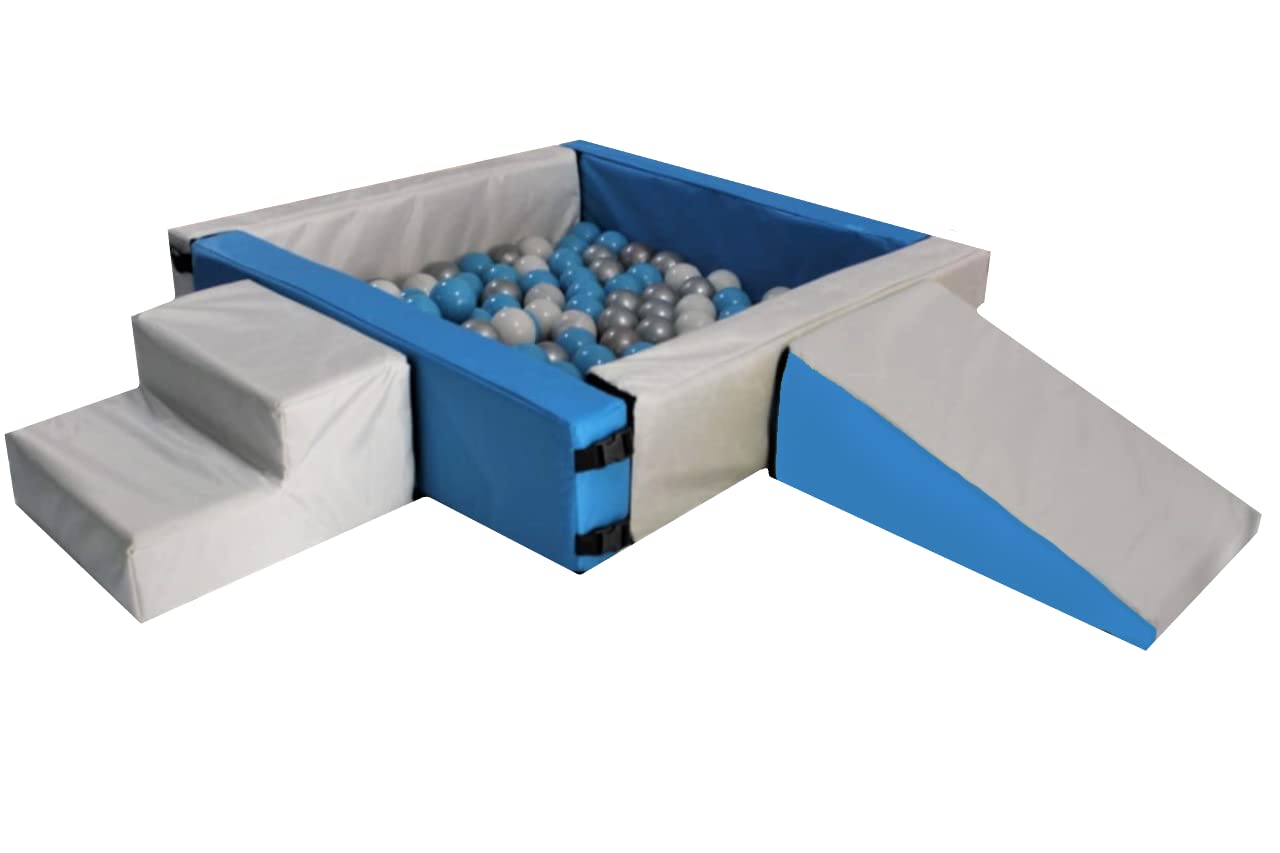 DIDJIG Alberca Cuadrada con Kit de Estimulacion Temprana Azul-Perla