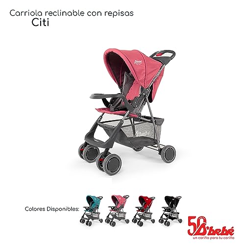 D´BEBÉ - Carriola Citi - Carriola Cómoda y Ligera por su Respaldo Reclinable - Fácil de Transportar - Ideal para Bebés desde 3 Meses de Edad hasta los 2 Años - Color Rosa