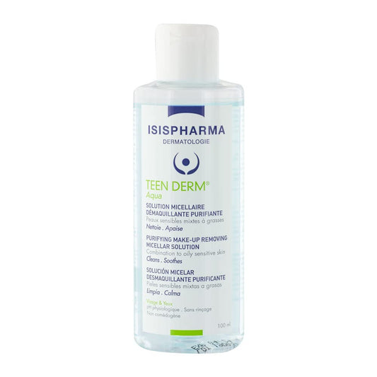 Isispharma Teen Derm Aqua 100 Ml Agua Micelar para Pieles Grasas o Mixtas, No Requiere Enjuague