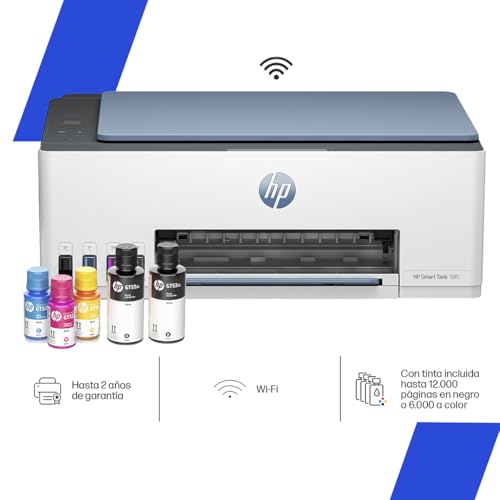 HP Impresora Multifuncional Smart Tank 585, Tinta Continua, Color, Wi-Fi, Dúplex (Doble Cara) Manual, Impresión Desde Smart App, hasta 2 años de Garantía* (1F3Y4A)