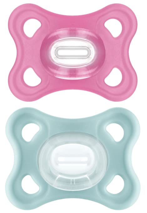 MAM Comfort - Chupetes de silicona para bebés pequeños, ligeros de una sola pieza, para recién nacidos de 3 a 12 meses, sin BPA, fácil de limpiar, mejor para bebés lactantes, con estuche esterilizador