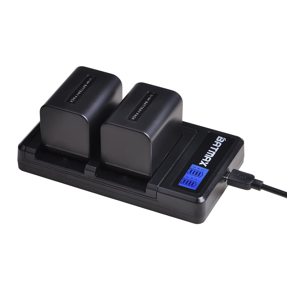 Batamx 2 Packs 2500mAh NP-FV70 NP FV70 NPFV70 Batteries&LCD USB Charger for Sony NP-FV50 FV30 HDR-CX230 HDR-CX150E HDR-CX170 CX300 Z1 and More