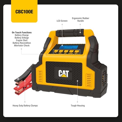 Caterpillar CBC100E Cargador de batería Profesional de 25 amperios, mantenedor de batería de 3 amperios con Arranque del Motor de 100 amperios