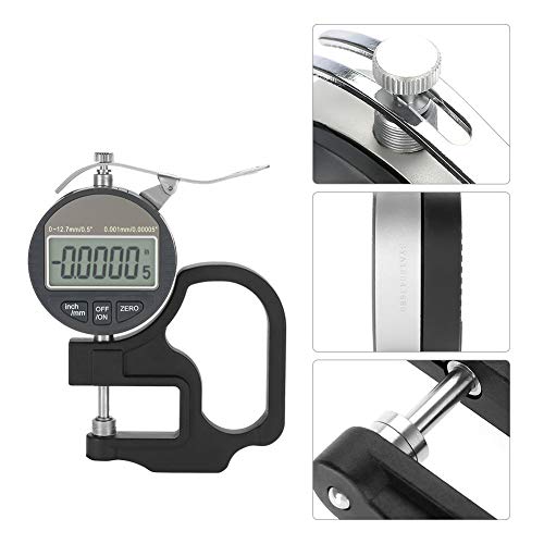 FTVOGUE Medidor de Espesor Digital para Papel, Tela de Cuero, Alambre, Herramienta de Medición,Rango 0-12.7mm 0.001mm
