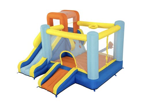 Casa Inflable Up, In & Over Azul con Parque de Diversiones y Canasta de Baloncesto