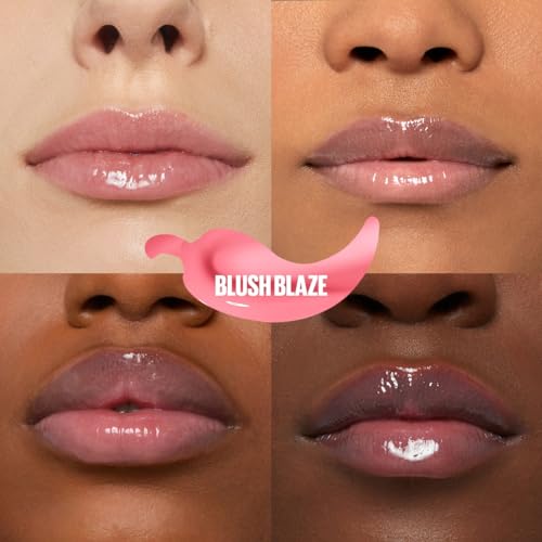 Maybelline Gloss rellenador de labios, Lifter Plump, tono Blush Blaze 001, 5.4 ml - Brillo labial voluminizador, volumen instantáneo y duradero, fórmula picante