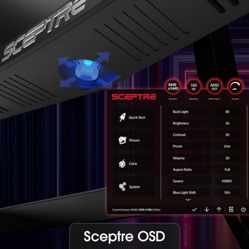Monitor Curvo Ultrawide Sceptre Negro WQHD 34 Pulgadas 165Hz 1ms 2023
