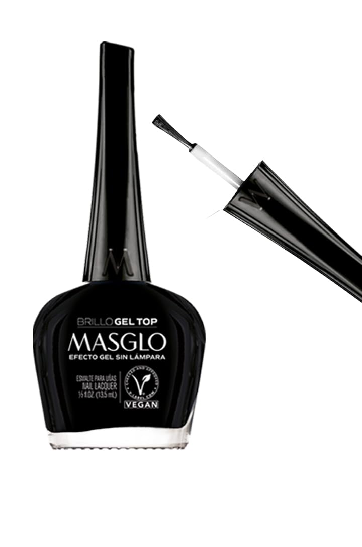 Masglo Juego de 4 esmaltes de uñas de protección y brillo (2 capas base – 2 capas superiores) – Kit 2 bases y 2 brillos 0.5 onzas líquidas.