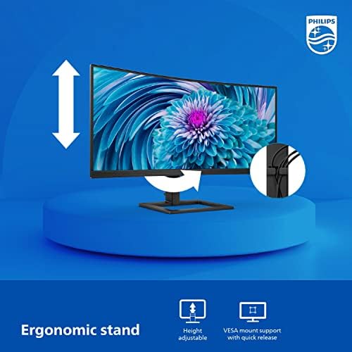 Monitor Curvo Philips Negro QHD UltraWide con Carga USB-C y Altura Ajustable