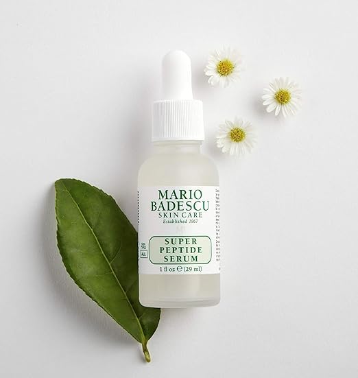 Mario Badescu Super Peptide Serum para todo tipo de piel, reduce la apariencia de líneas secas y arrugas, formulado con hialuronato de sodio y péptidos, 29 ml