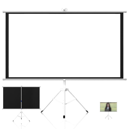 Pantalla Portátil Proyector 84 Pulgadas Trípode - Retractil, Ángulo de Visión de 178°, con Soporte y Montaje en Pared, Pantalla Proyector 4:3, Fibra de Vidrio, para Cine en Casa y Conferencias