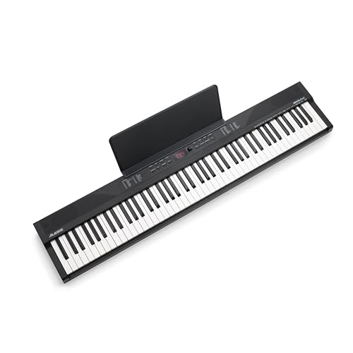 Alesis Teclado Piano con 88 Teclas y 480 Sonidos, Altavoces, MIDI USB, Estuche, Soporte, Auriculares, Pedal y Lecciones de Piano Incluidas