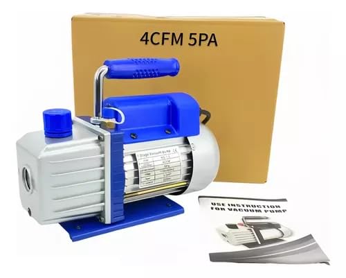 FIXITFAST Bomba vacío rotativa paletas una etapa 4CFM 5 Pa 1/3HP para aire acondicionado refrigerante HVAC herramienta aire, puerto entrada abocardado Capacidad aceite 225ml Azul