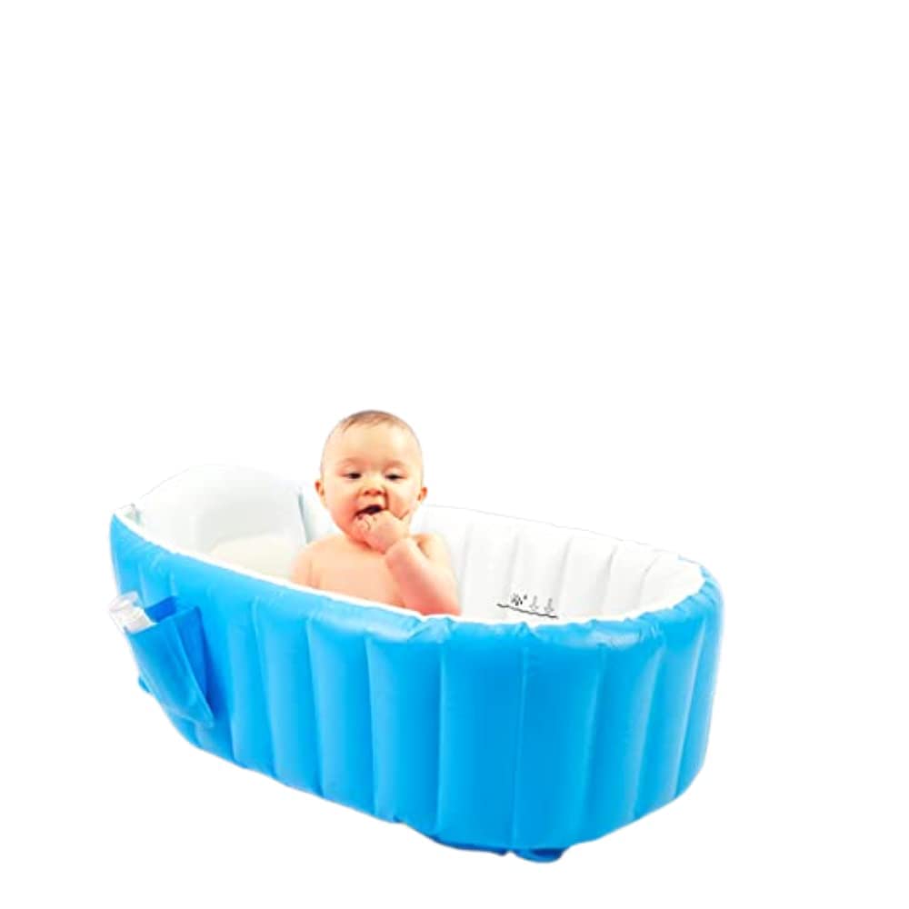 Bañera Inflable de Viaje Antideslizante para Bebé Mini Piscina Azul