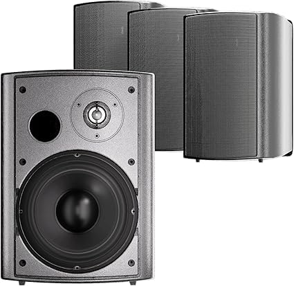 STUDIOFINIX Altavoces pasivos de Exterior de 6,5 Pulgadas con 800 vatios y Graves potentes, Altavoces de Pared Resistentes al Agua para el Patio de casa, el Porche y el jardín (2 Pares, Negro)