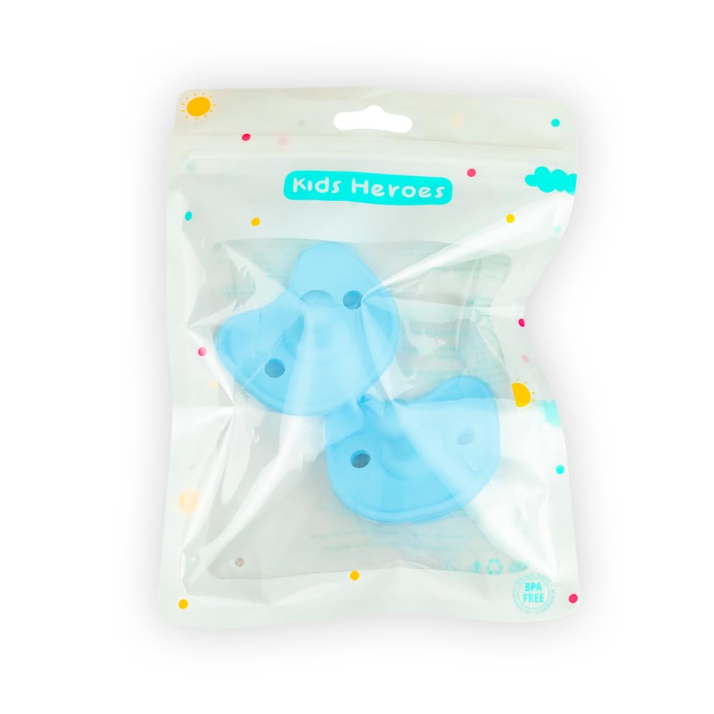 Kids Heroes Chupones para Bebe 0 a 3 Meses de Una Sola Pieza de Silicona, Chupones Ortodonticos 0-3 meses Libre de BPA, Paquete de 2 (Azul Celeste)