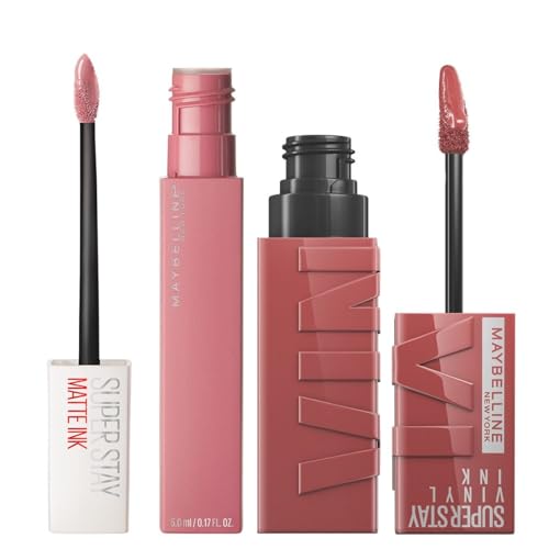 Labial líquido brillante Maybelline Super Stay Vinyl Ink Cheeky + Labial Liquido Matte Larga Duracion Superstay, Matte Ink 10 Dreamer, 5 g