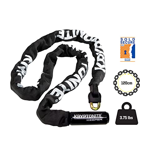 Kryptonite Keeper 712 - Candado con cadena, 1.2 m de largo, resistente y antirrobo, con llaves, para bicicleta, motocicleta, scooter, puerta y cerca, color negro