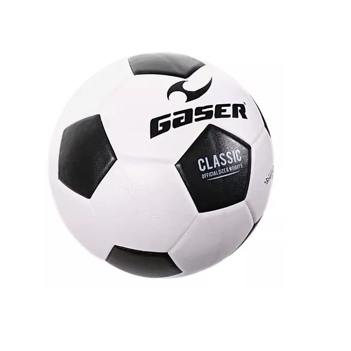 Gaser Balón Futbol Classic Laminado Mate (No. 5, Blanco con Negro)