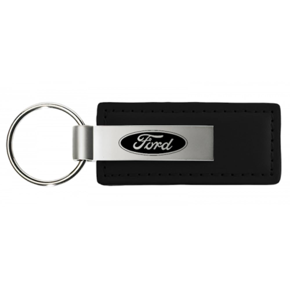 Au-Tomotive Gold, Inc. Ford Logo Black Leather Key Chain