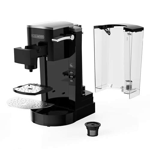 BLACK+DECKER Family Single Serve K-Cup Brewer: Depósito de agua grande de 50 onzas, versátil compatibilidad con café molido y K-Cup, bandeja ajustable para tazas de viaje