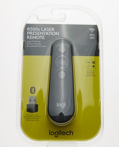Logitech R500 Presentación láser remoto inalámbrico Presentador, W126636324 (Presentador inalámbrico remoto Bluetooth/RF Graphite Logitech R500 Laser Presentation Remote, Bluetooth/RF)
