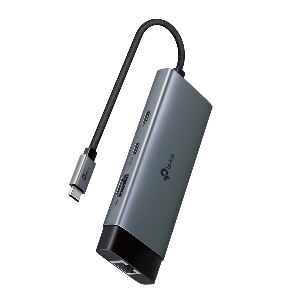 TP-Link Hub de Entrada USB C 6 en 1, PD100W, 4K 60Hz HDMI, USB C 5Gbps, 2× USB A 5Gbps, Gigabit Ethernet, Compatible con MacOS, Windows, Linux, iPad OS, iOS, Android, ChromeOS, Nintendo (UH6120C)