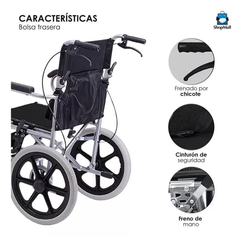 Silla de Ruedas Plegable Compacta Ligera para Adultos y Personas Mayores
