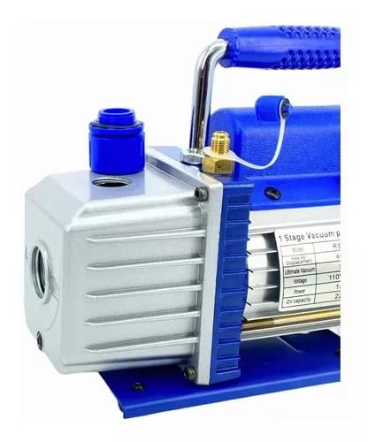 FIXITFAST Bomba vacío rotativa paletas una etapa 4CFM 5 Pa 1/3HP para aire acondicionado refrigerante HVAC herramienta aire, puerto entrada abocardado Capacidad aceite 225ml Azul