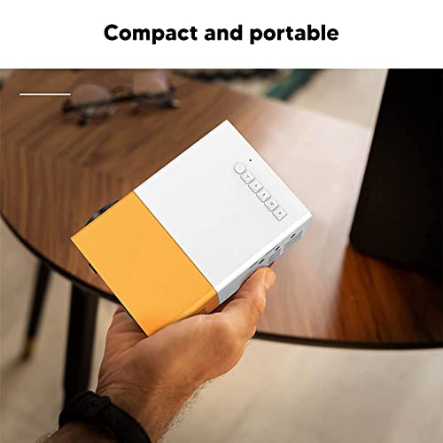Goshyda Mini, Portátil LED para Cine en Casa, Proyector de Películas con Interfaces HDMI y USB, 200 Lumen, 1080P, 4:3, 1-2.5m, 60 Pulgadas, Incluye Control Remoto y Adaptador de