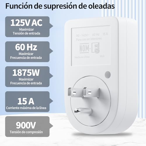 FlyDog 2Pzs Protector de Sobretensión TESPOWER de 120V, con Indicadores LED, Protección contra Voltaje Alto/Bajo, para Hogar y Oficina